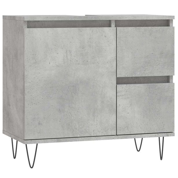 Kylpyhuoneen kaappi betoninharmaa 65x33x60 cm tekninen puu (31608)