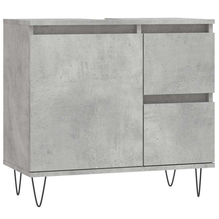 Kylpyhuoneen kaappi betoninharmaa 65x33x60 cm tekninen puu (31608)