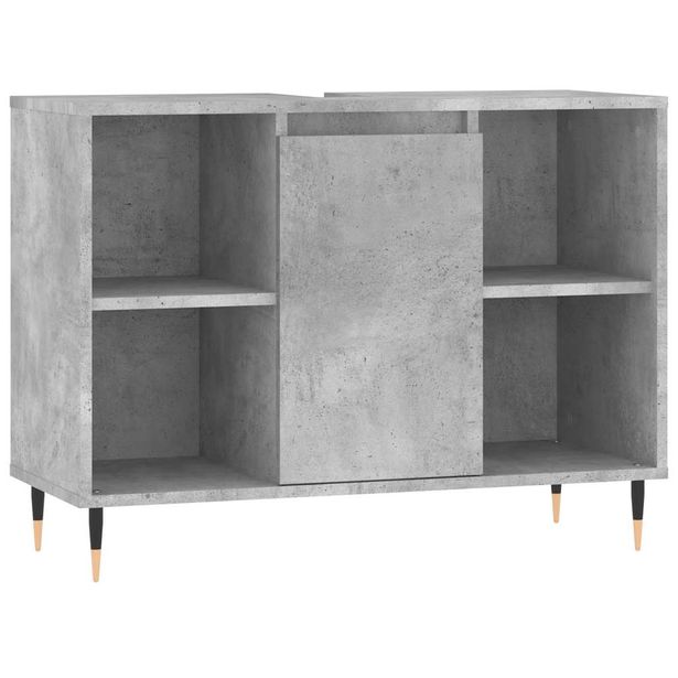 Kylpyhuoneen kaappi betoninharmaa 80x33x60 cm tekninen puu (31624)