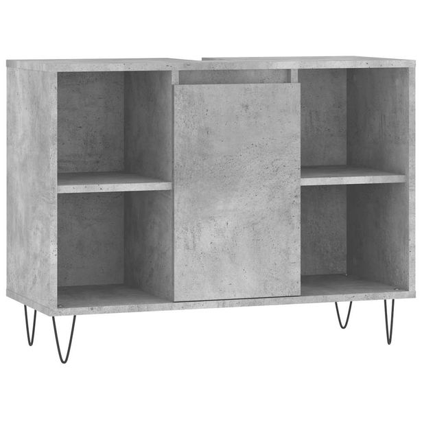 Kylpyhuoneen kaappi betoninharmaa 80x33x60 cm tekninen puu (31632)
