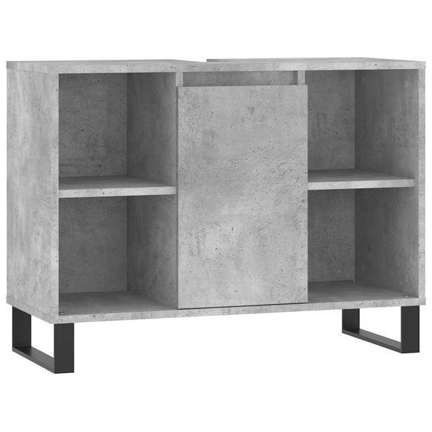 Kylpyhuoneen kaappi betoninharmaa 80x33x60 cm tekninen puu (31640)