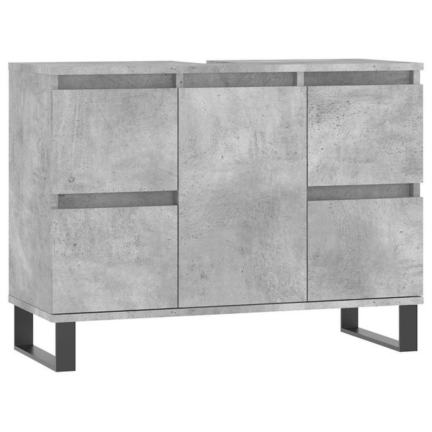 Kylpyhuoneen kaappi betoninharmaa 80x33x60 cm tekninen puu (31664)