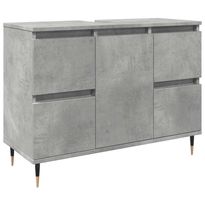 Kylpyhuoneen kaappi betoninharmaa 80x33x60 cm tekninen puu (57231)