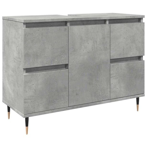 Kylpyhuoneen kaappi betoninharmaa 80x33x60 cm tekninen puu (57231)