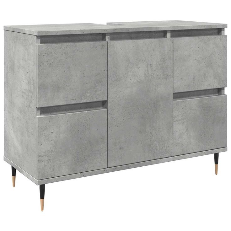 Kylpyhuoneen kaappi betoninharmaa 80x33x60 cm tekninen puu (57231)
