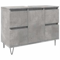 Kylpyhuoneen kaappi betoninharmaa 80x33x60 cm tekninen puu (57234)
