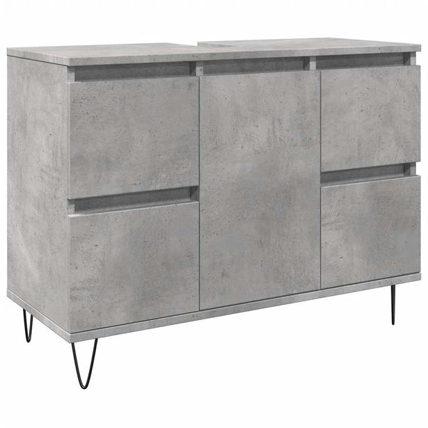 Kylpyhuoneen kaappi betoninharmaa 80x33x60 cm tekninen puu (57234)