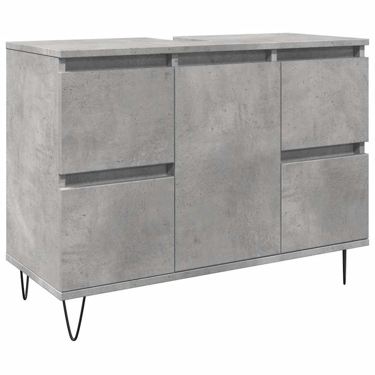 Kylpyhuoneen kaappi betoninharmaa 80x33x60 cm tekninen puu (57234)