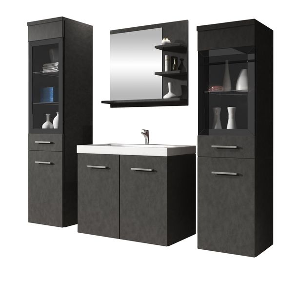 Kylpyhuoneen kalusteryhmä MADRIT I pesualtaalla, tummanharmaa (7782)