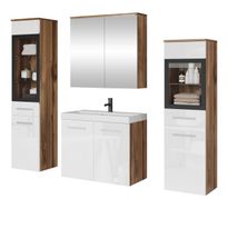 Kylpyhuoneen kalusteryhmä MADRIT II pesualtaalla, beige/valkoinen (0017), Verkkokaupan poistotuote