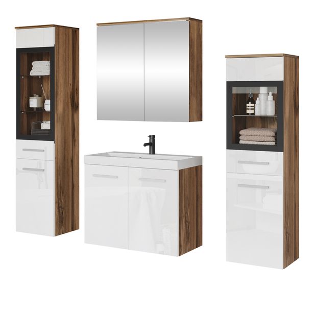 Kylpyhuoneen kalusteryhmä MADRIT II pesualtaalla, beige/valkoinen (0017)