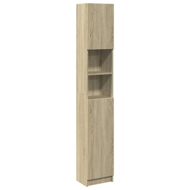 Kylpyhuoneen korkea kaappi sonoma tammi 32x25,5x190 cm lastulevy (49606)
