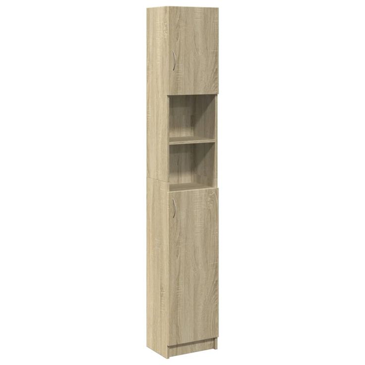 Kylpyhuoneen korkea kaappi sonoma tammi 32x25,5x190 cm lastulevy (49606)