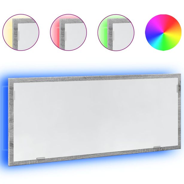Kylpyhuoneen LED-peili harmaa Sonoma 100x8,5x37 cm tekninen puu (56273)