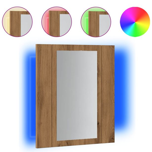 Kylpyhuoneen LED-Peilikaappi artesaani tammi 40x12x45 cm tekninen puu (56280)