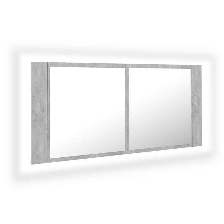 Kylpyhuoneen LED peilikaappi betoninharmaa 100x12x45 cm akryyli (04984)