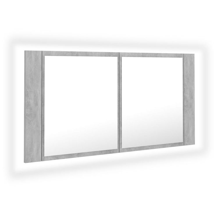 Kylpyhuoneen LED peilikaappi betoninharmaa 90x12x45 cm akryyli (04976)