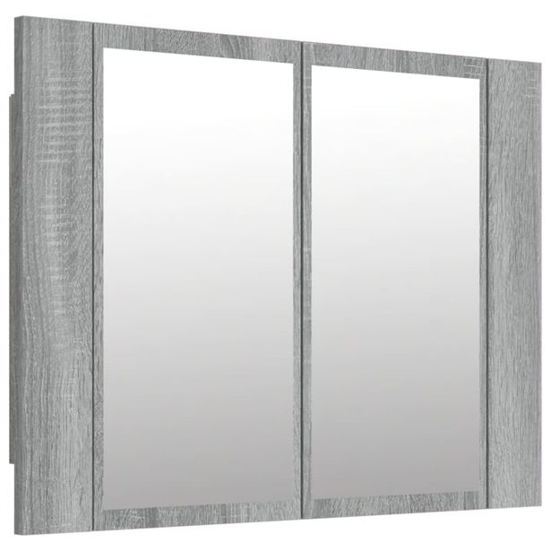 Kylpyhuoneen LED-Peilikaappi harmaa Sonoma 60x12x45 cm tekninen puu (22842)