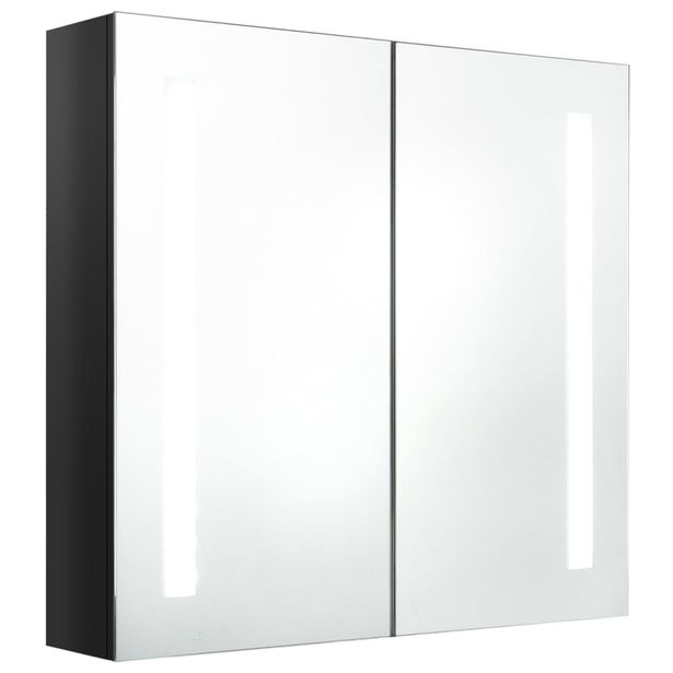 Kylpyhuoneen LED-Peilikaappi kiiltävä musta 62x14x60 cm (26519)