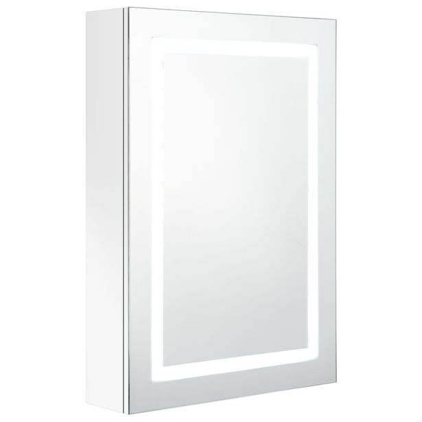 Kylpyhuoneen LED-Peilikaappi kiiltävä valkoinen 50x13x70 cm (26494)