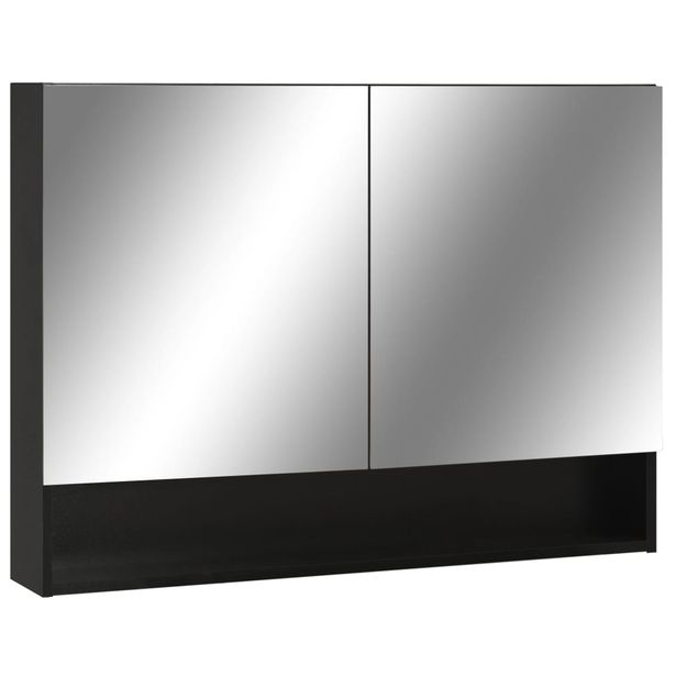 Kylpyhuoneen LED-Peilikaappi musta 80x15x60 cm MDF (23605)