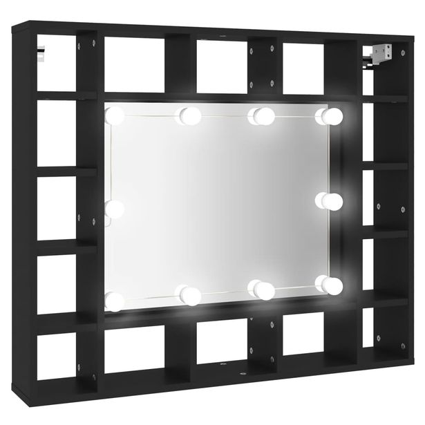 Kylpyhuoneen LED-peilikaappi musta 91x15x76,5 cm (33496)