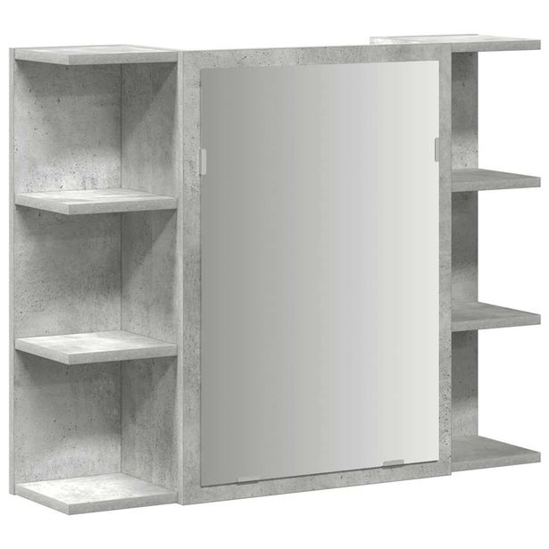 Kylpyhuoneen peilikaappi betoninharmaa 80x20,5x64 cm lastulevy (56035)