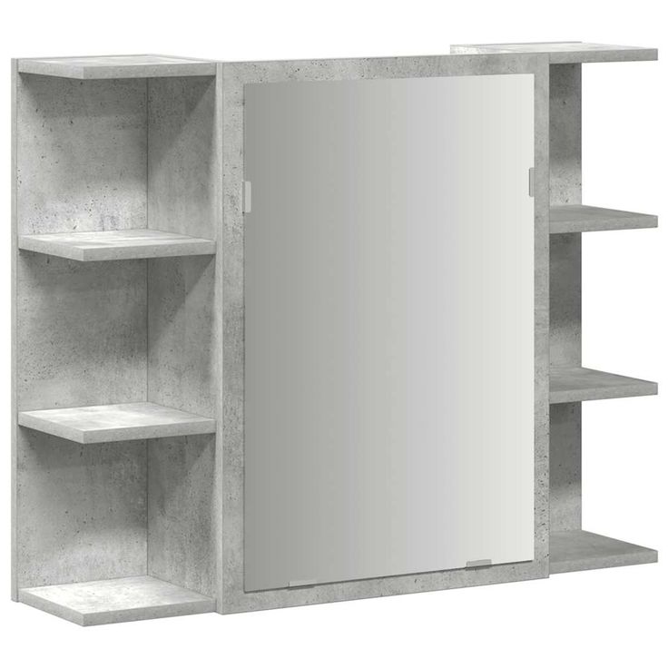 Kylpyhuoneen peilikaappi betoninharmaa 80x20,5x64 cm lastulevy (56035)
