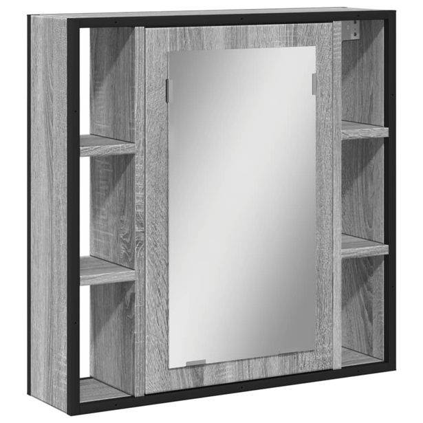 Kylpyhuoneen peilikaappi harmaa Sonoma 60x16x60 cm tekninen puu (42429)