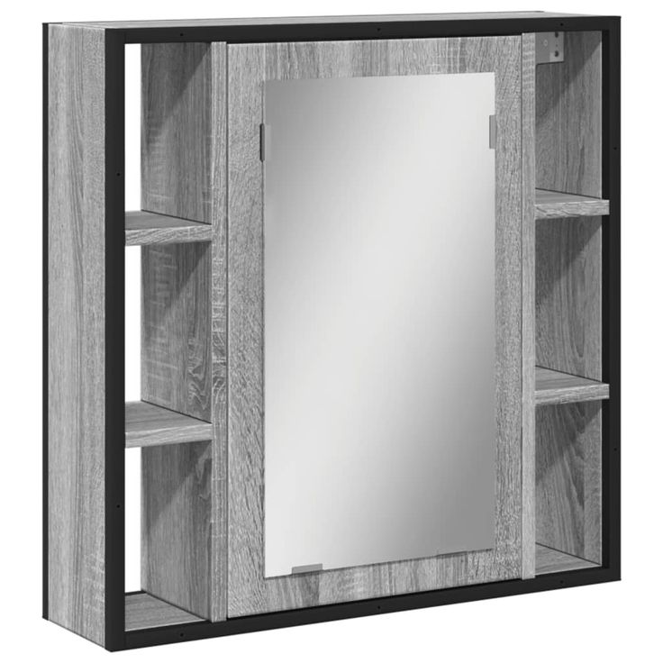 Kylpyhuoneen peilikaappi harmaa Sonoma 60x16x60 cm tekninen puu (42429)