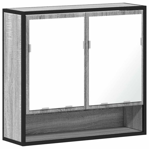Kylpyhuoneen peilikaappi harmaa Sonoma 65x20x60 cm tekninen puu (49262)