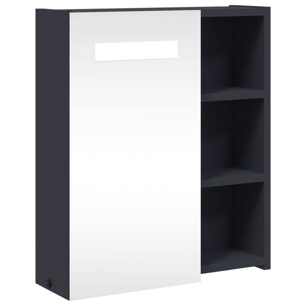 Kylpyhuoneen peilikaappi LED-valolla harmaa 45x13x52 cm (57966)