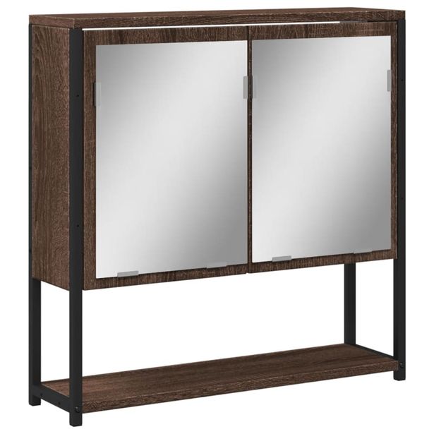 Kylpyhuoneen peilikaappi ruskea tammi 60x16x60 cm tekninen puu (42425)