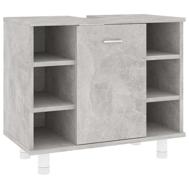 Kylpyhuonekaappi betoninharmaa 60x32x53,5 cm tekninen puu (02637)