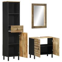 Kylpyhuoneryhmä 3-osainen, sis. allaskaappi + peili, täysi mangopuu (10130)