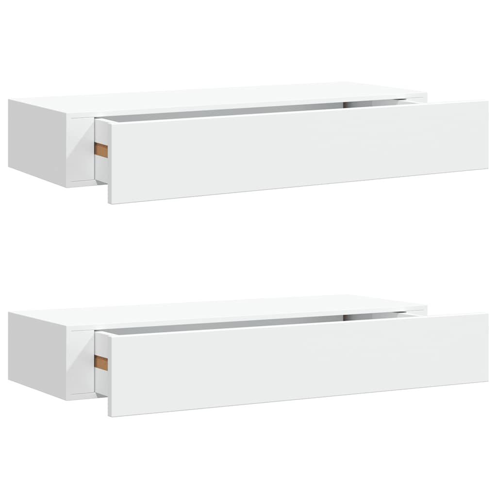 Laatikkohyllyt seinälle 2 kpl valkoinen 60x23,5x10 cm MDF (30256)