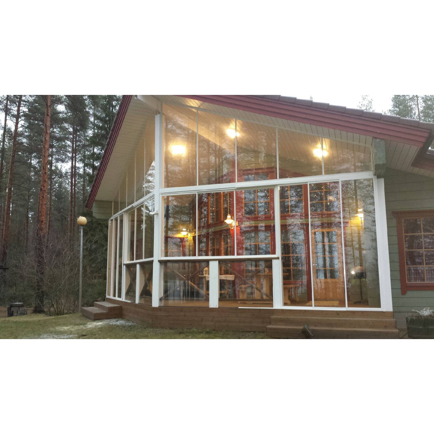 Terassin liukuovi Maakunnan Lasi, 3 osaa, eri värejä, mittatilaus