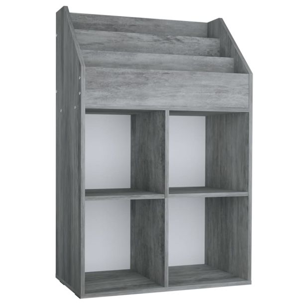 Lasten lehtiteline betoninharmaa 71x30x114 cm tekninen puu (39531)