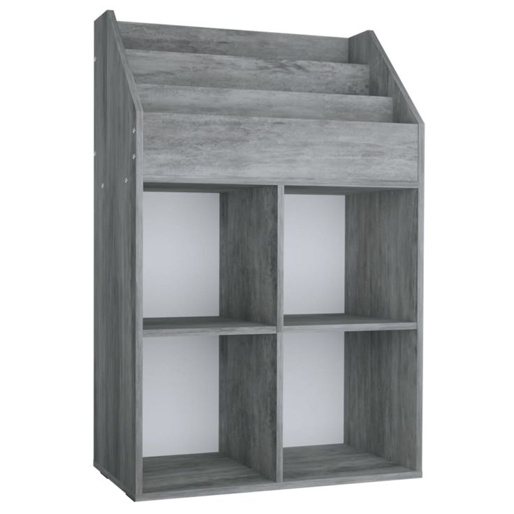Lasten lehtiteline betoninharmaa 71x30x114 cm tekninen puu (39531)