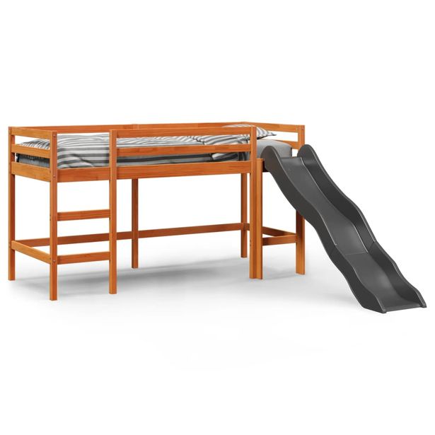 Lasten parvisänky ilman patjaa vahanrusk. 80x200 cm täysi mänty (53430)