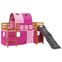 Lasten parvisänky tunnelilla pinkki 80x200 cm täysi mänty (09100)