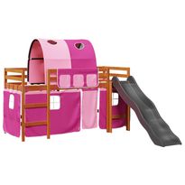 Lasten parvisänky tunnelilla pinkki 90x190 cm täysi mänty (09118)