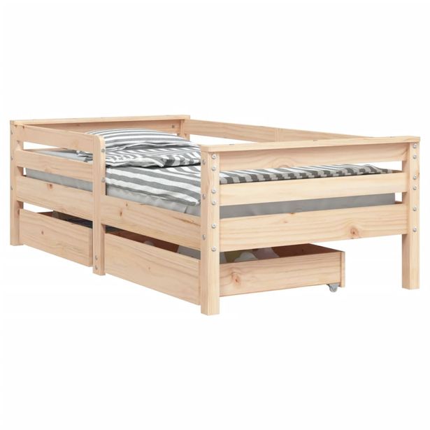 Lasten sängynrunko laatikoilla 70x140 cm täysi mänty (34441)