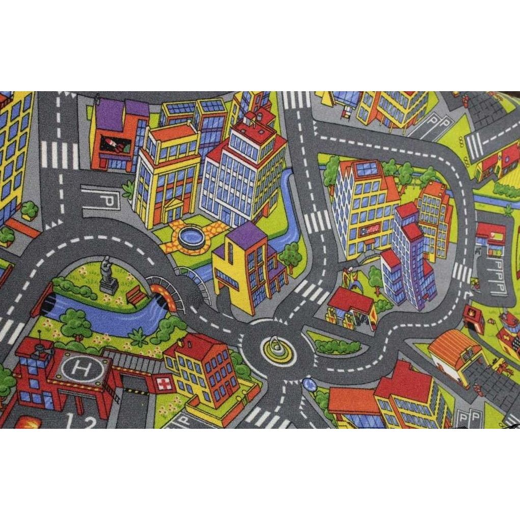 Lastenhuoneen matto Tyyni Design Autotiet, 133x133cm, harmaa