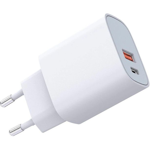 Latauspistoke Airam 2-osainen 20W USB-A+USB-C IP20, pikalataus