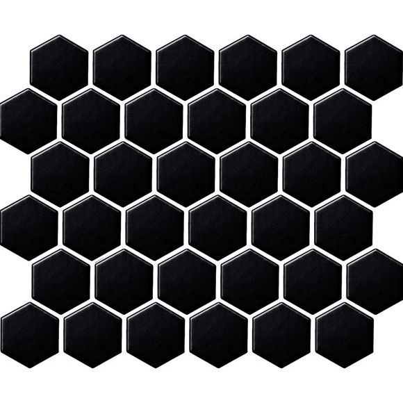 Lattialaatta Laattapiste LPC Hexagon matta tasapintainen musta 5.9x5.1cm