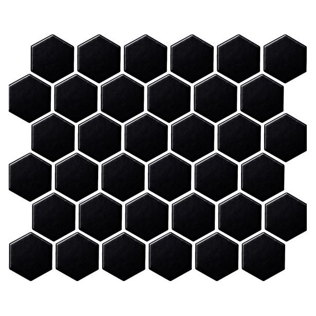 Lattialaatta Laattapiste LPC Hexagon matta tasapintainen musta 5.9x5.1cm