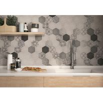 Lattialaatta Kymppi-Lattiat Concrete hex decor Gris, 14x16cm