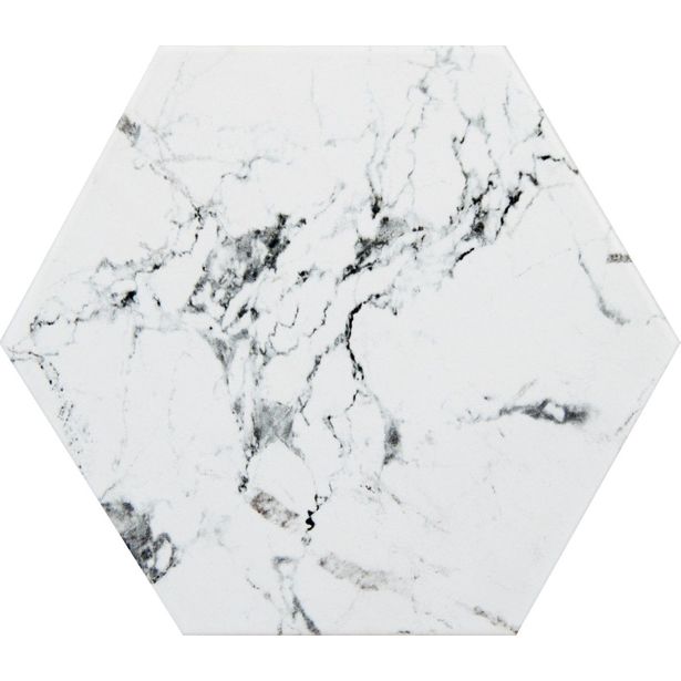 Lattialaatta Kymppi-Lattiat Marmore hex White 14x16cm