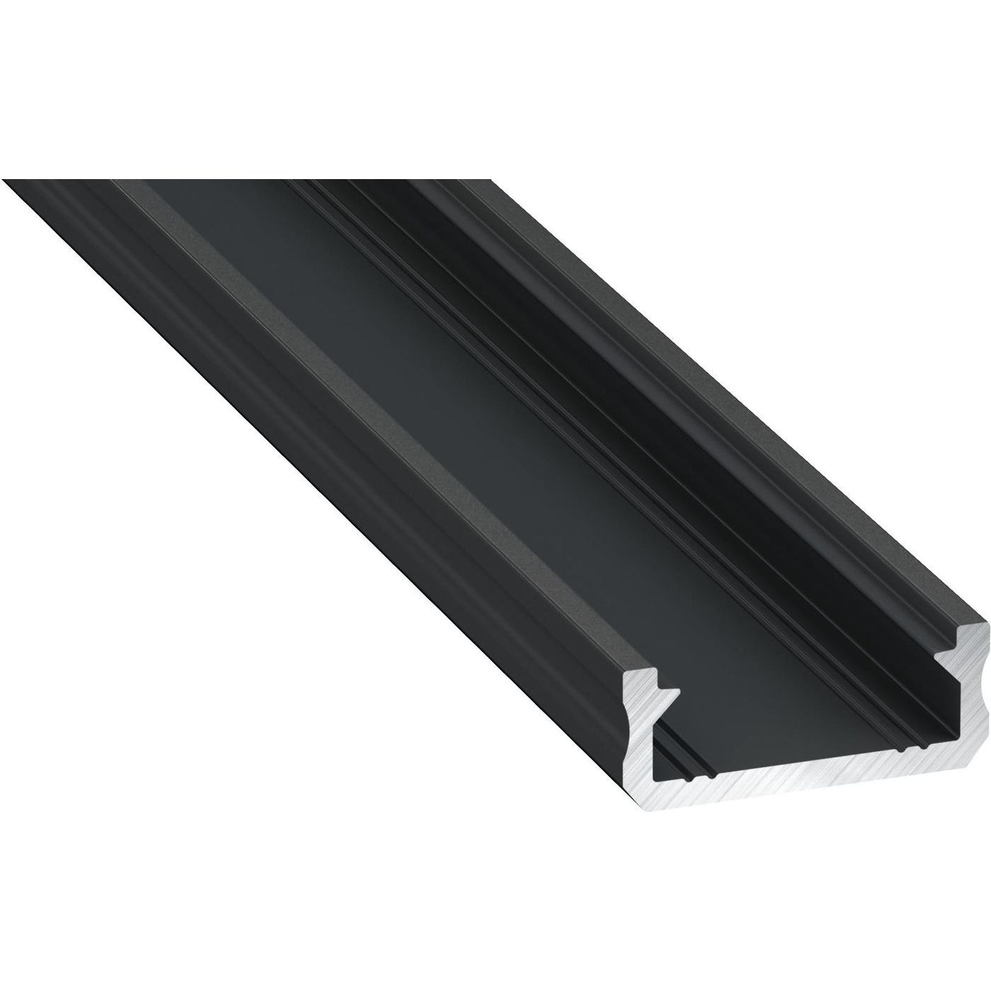 LED-asennusprofiili Lumines D, 16x6.3x2020mm, anodisoitu musta
